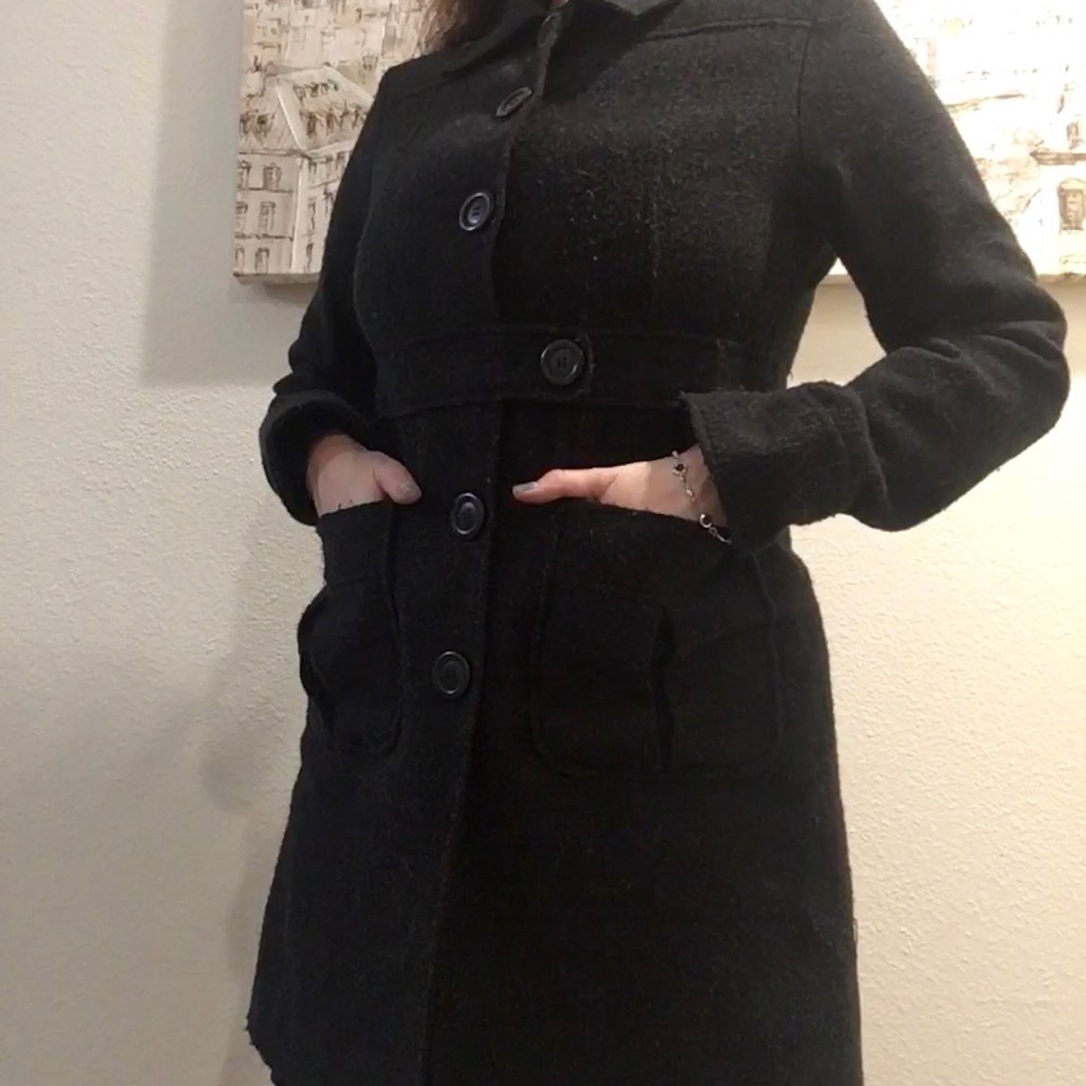 Doki-Geki pea coat wool blend grey large